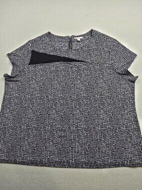 Cato Womens 22/24W Black & White Short Sleeve Blouse